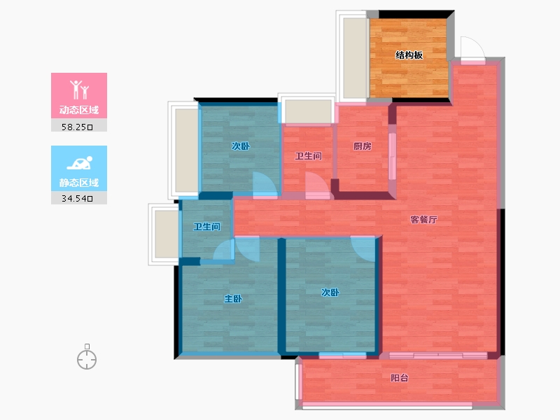 湖南省-衡阳市-御龙城-89.39-户型库-动静分区