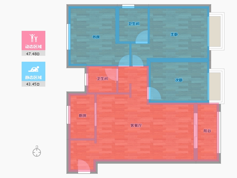 江苏省-苏州市-海上时光-81.23-户型库-动静分区