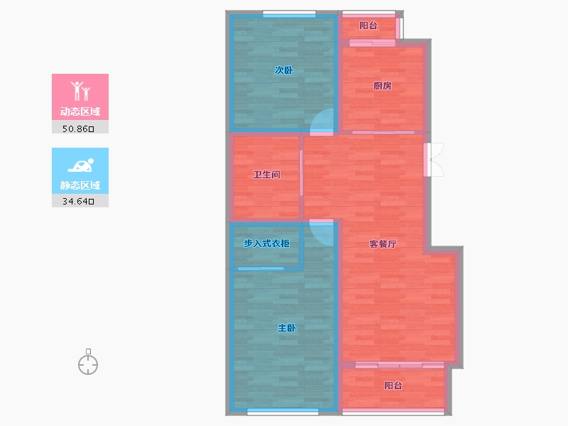 辽宁省-丹东市-华盛名居-76.82-户型库-动静分区