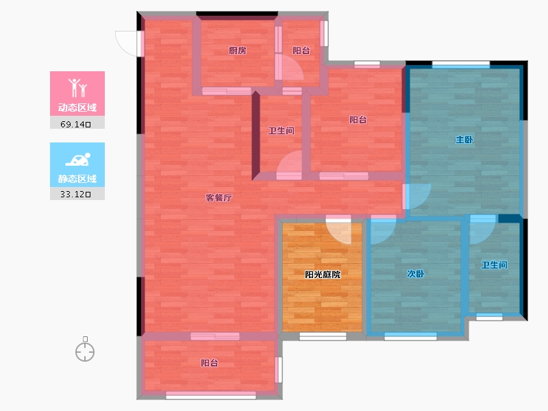 广西壮族自治区-桂林市-彰泰滟澜山-98.63-户型库-动静分区