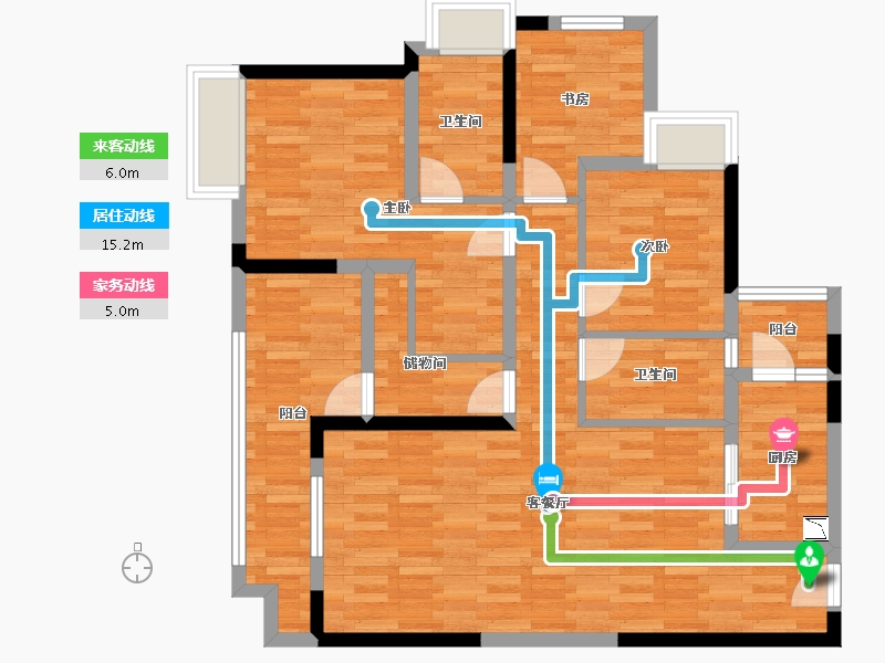 重庆-重庆市-招商·雍江府-94.77-户型库-动静线