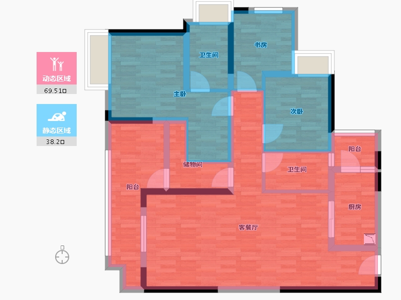 重庆-重庆市-招商·雍江府-94.77-户型库-动静分区