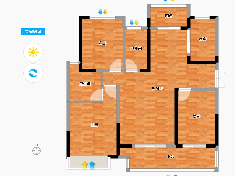 河南省-洛阳市-建业龙城-118.01-户型库-采光通风