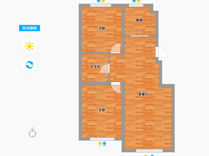 辽宁省-盘锦市-林海景天-75.57-户型库-采光通风