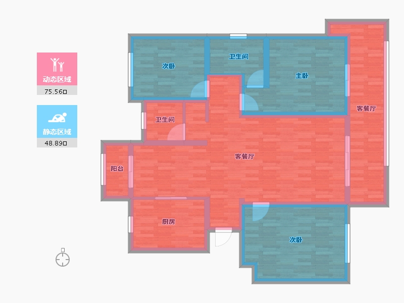 江苏省-无锡市-长和新天地-110.89-户型库-动静分区