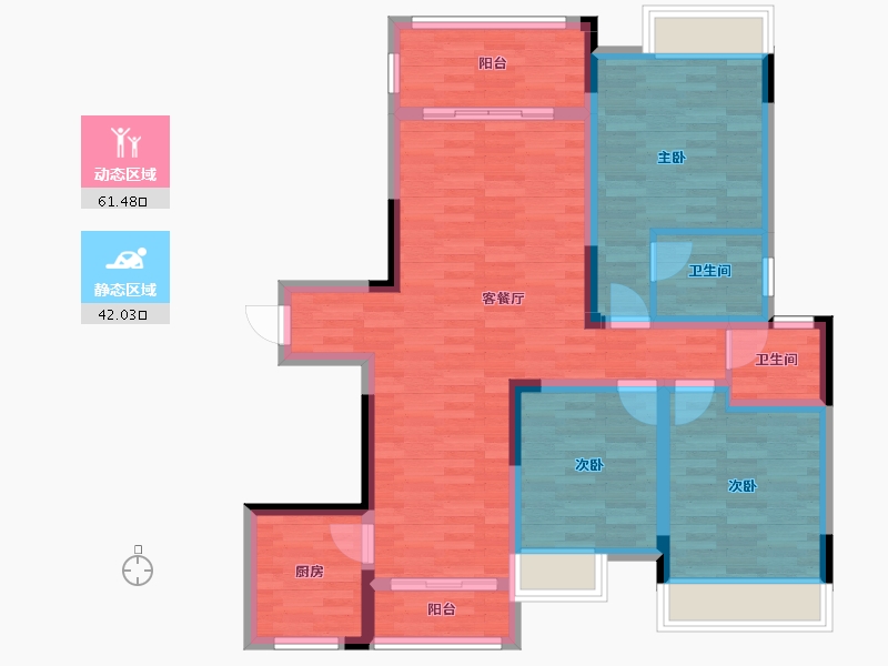 四川省-南充市-宏云滨河湾-90.46-户型库-动静分区