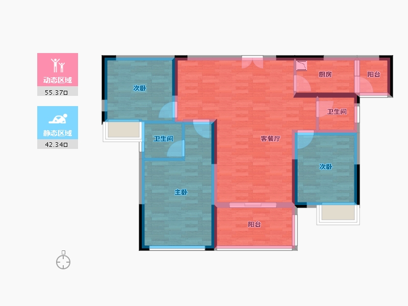 四川省-南充市-翡翠城-86.34-户型库-动静分区