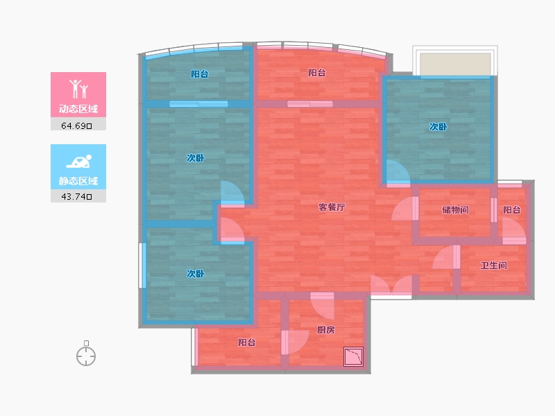 贵州省-毕节市-七星国际城-94.77-户型库-动静分区