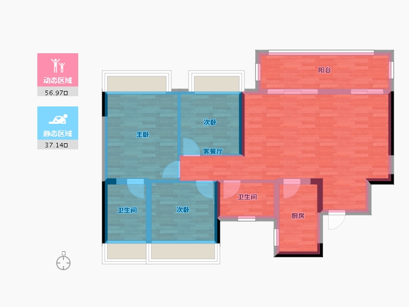 四川省-南充市-蓝光星星国际-83.30-户型库-动静分区