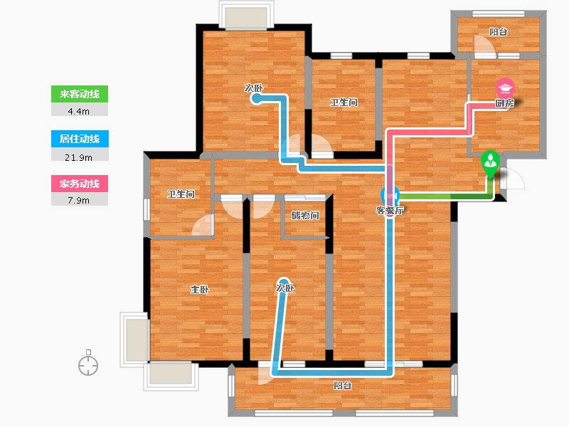 江苏省-南通市-炜赋星湖邻里-136.00-户型库-动静线