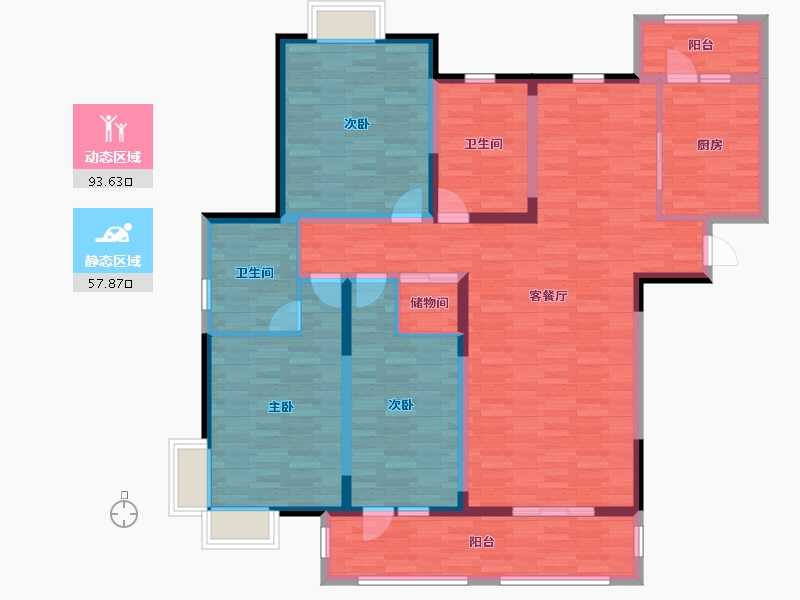 江苏省-南通市-炜赋星湖邻里-136.00-户型库-动静分区