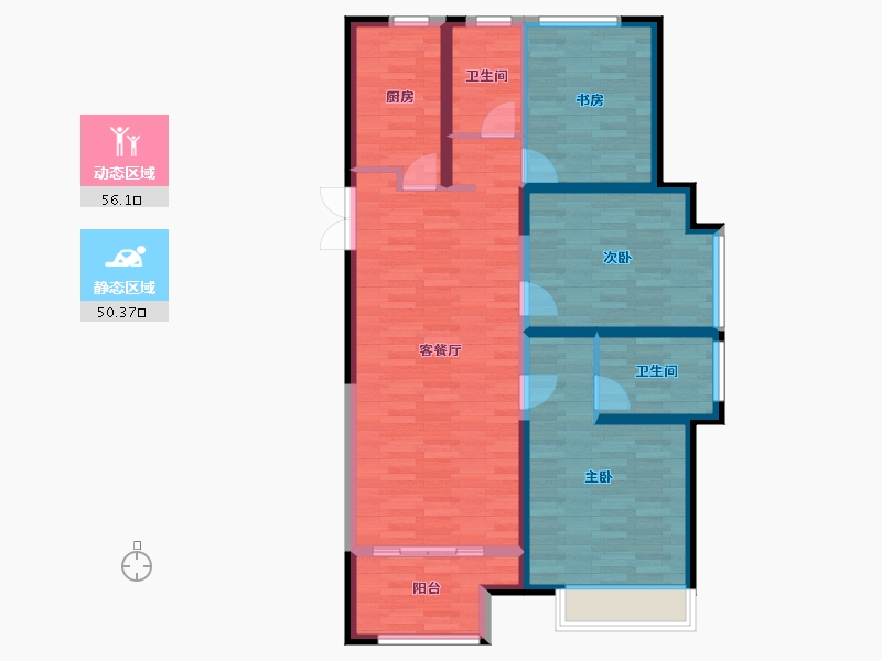 陕西省-西安市-白桦林溪-95.37-户型库-动静分区