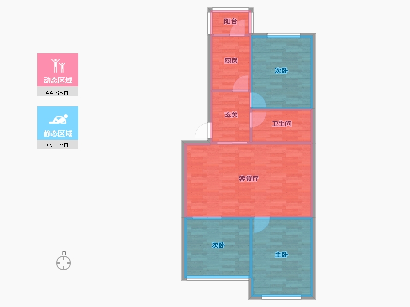 北京-北京市-怀柔区潘家园小区11号楼-73.00-户型库-动静分区