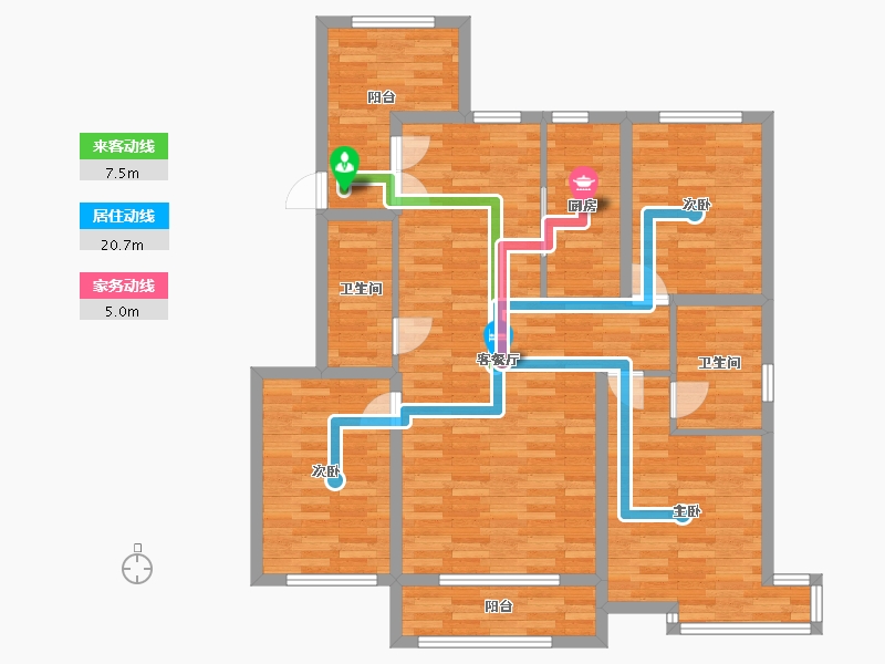 辽宁省-营口市-中天书香庭院-106.13-户型库-动静线