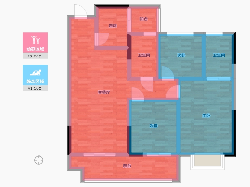 浙江省-绍兴市-世纪江湾-87.00-户型库-动静分区