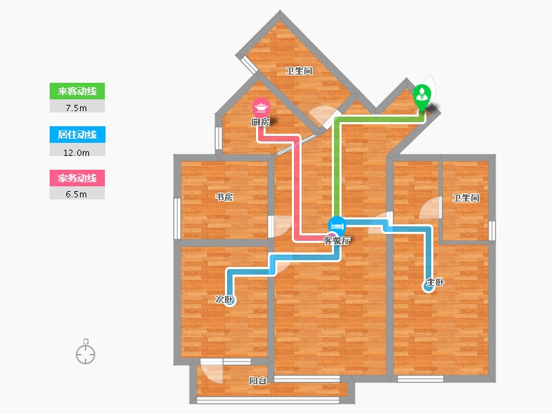 浙江省-湖州市-星洲国际-99.44-户型库-动静线