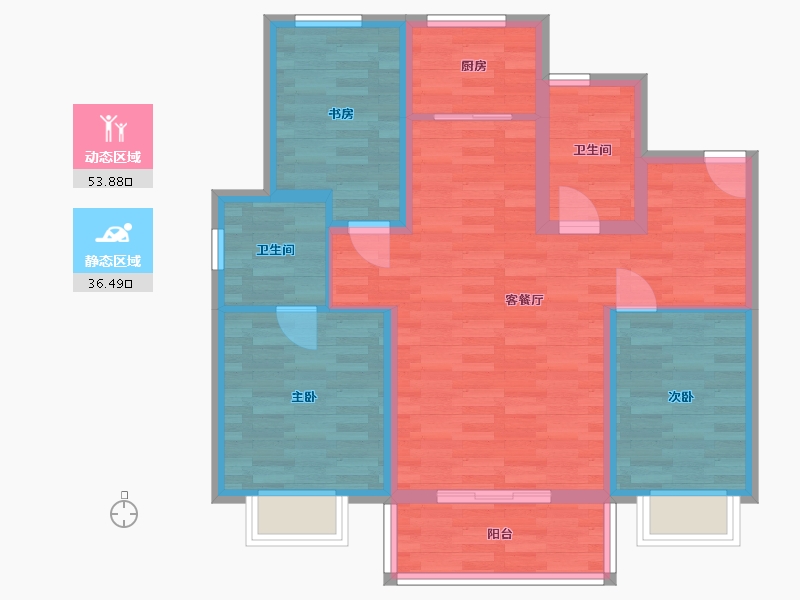 河北省-唐山市-柳岸新居-80.03-户型库-动静分区