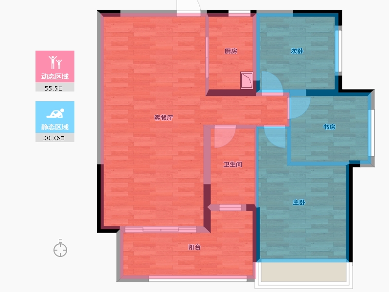 贵州省-贵阳市-保利凤凰湾-76.62-户型库-动静分区