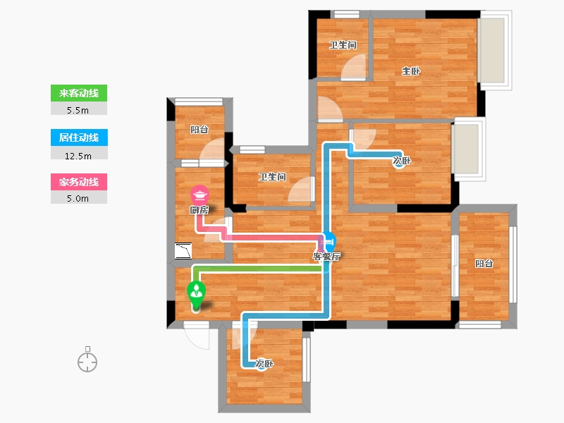 重庆-重庆市-招商·雍江府-74.47-户型库-动静线