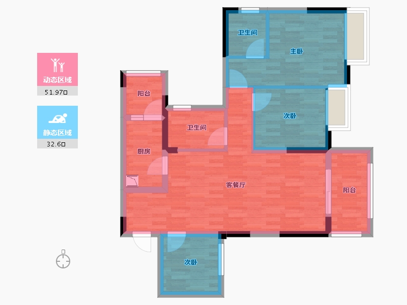 重庆-重庆市-招商·雍江府-74.47-户型库-动静分区