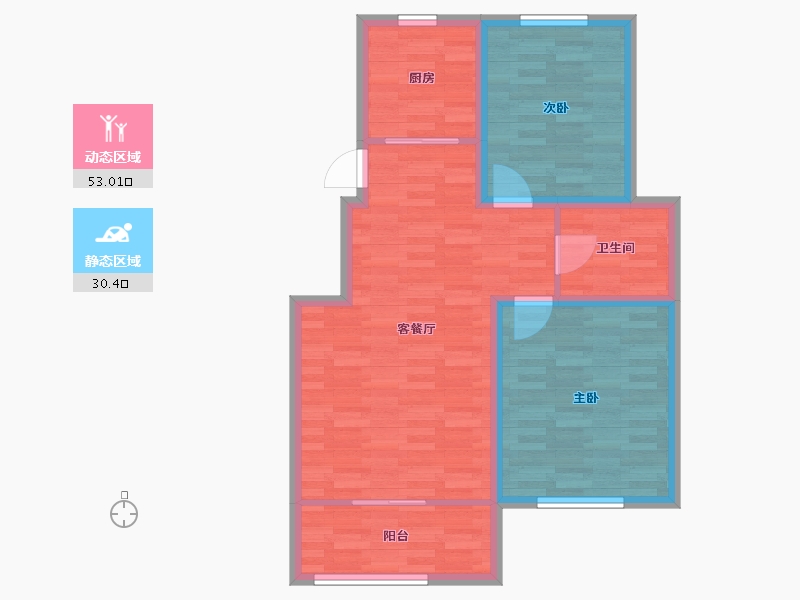 江苏省-淮安市-香格里拉花园-75.00-户型库-动静分区