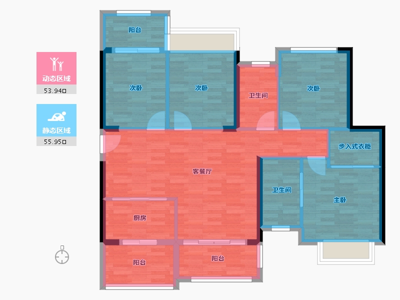 福建省-漳州市-中骏蓝湾香郡-99.06-户型库-动静分区