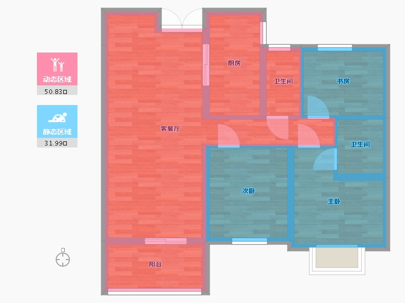 河北省-邢台市-中鼎麒麟公馆-73.54-户型库-动静分区