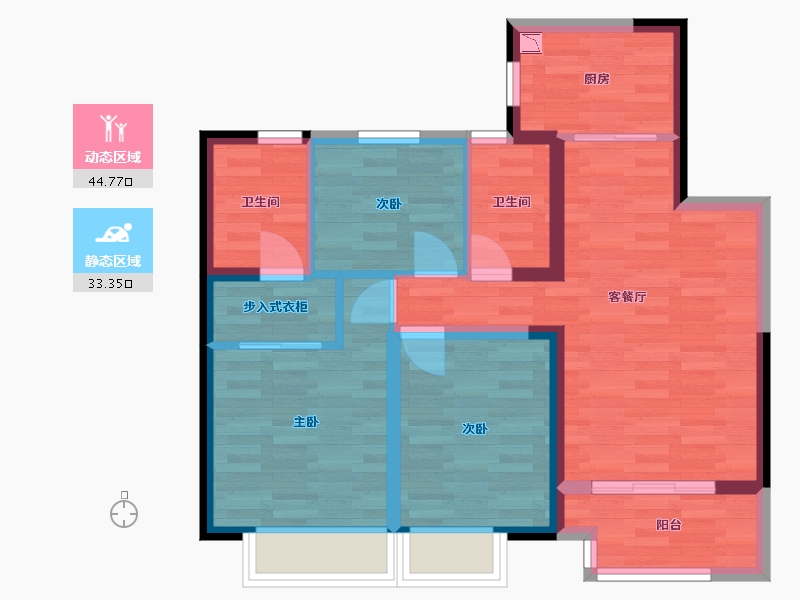 江苏省-南通市-益寿北路598号-67.61-户型库-动静分区