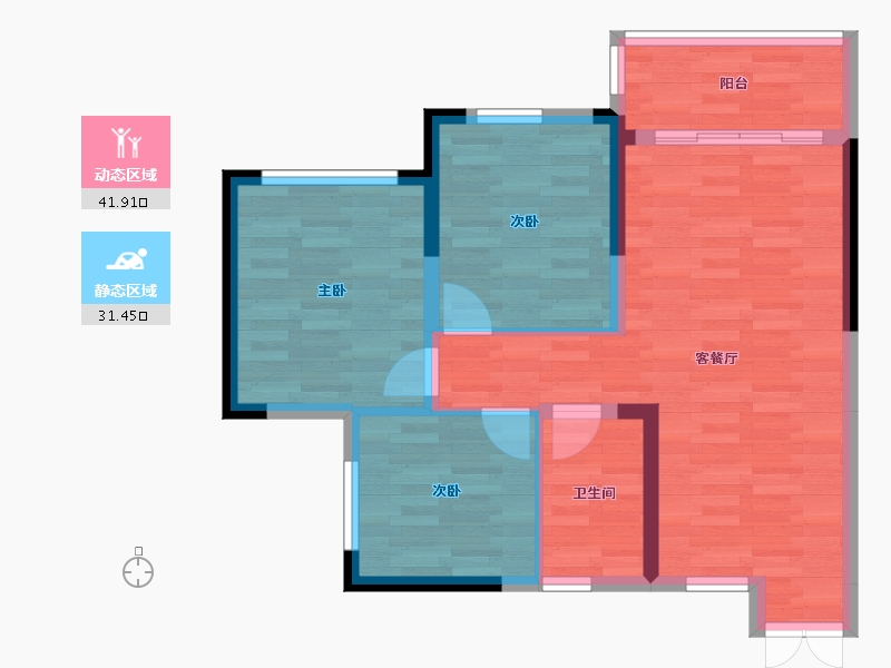 四川省-自贡市-瑞祥学府苑-64.98-户型库-动静分区