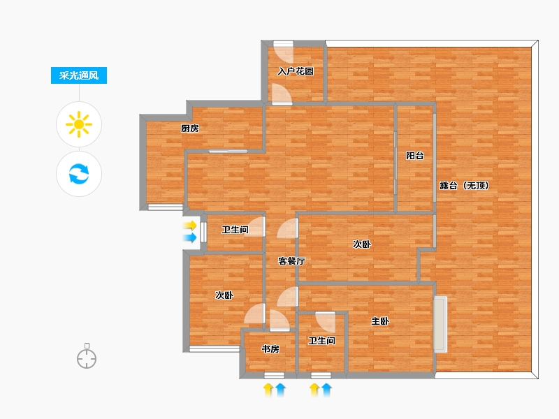 重庆-重庆市-中交丽景-160.82-户型库-采光通风