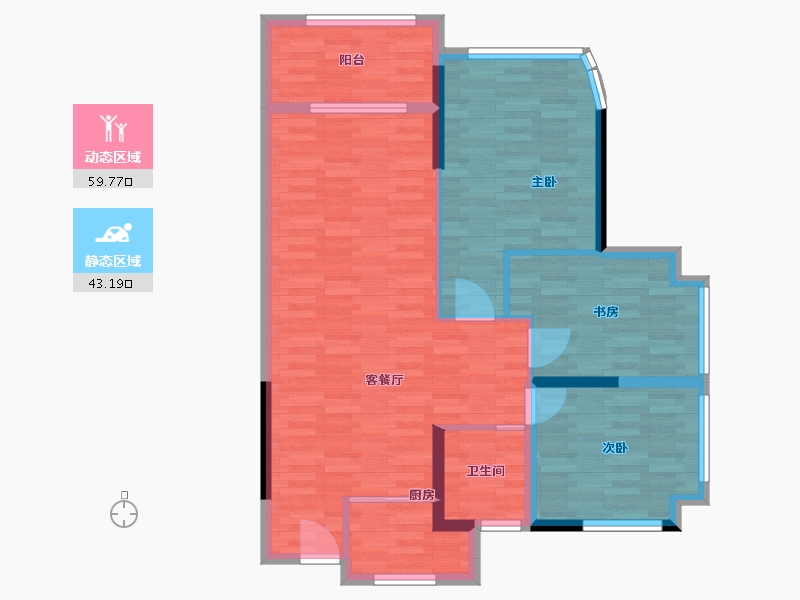 广东省-中山市-迪茵湖-92.60-户型库-动静分区