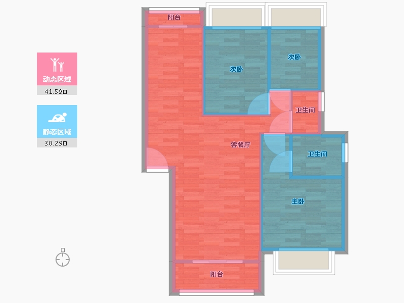 湖南省-长沙市-锑都家园-64.52-户型库-动静分区