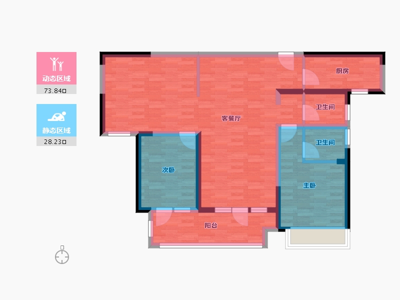 山东省-菏泽市-天润府-90.84-户型库-动静分区