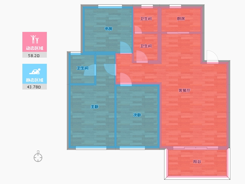 陕西省-延安市-新大洲-90.91-户型库-动静分区