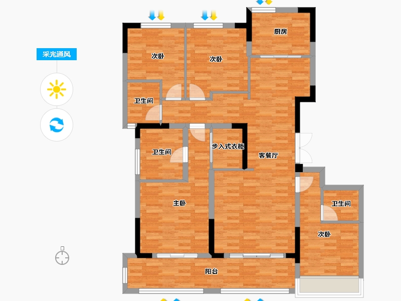 河南省-郑州市-卢森堡大公府-116.42-户型库-采光通风