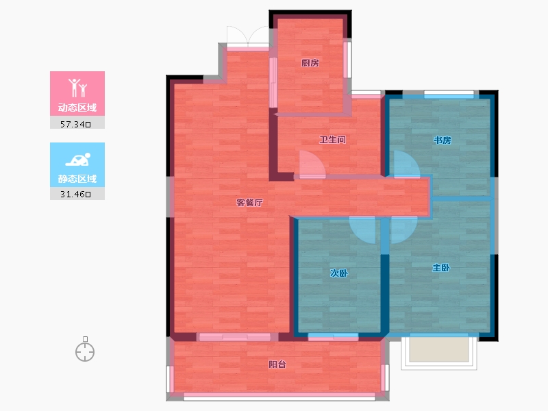 江苏省-淮安市-福晟钱隆御景-79.35-户型库-动静分区