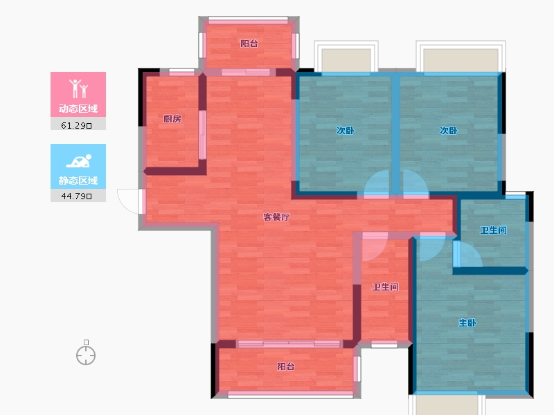 湖南省-益阳市-南县书香苑-93.50-户型库-动静分区