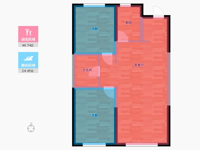 辽宁省-沈阳市-首创光和城-63.57-户型库-动静分区