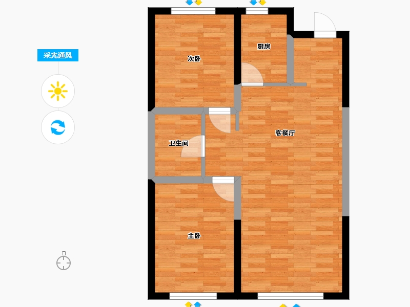 辽宁省-沈阳市-首创光和城-63.57-户型库-采光通风
