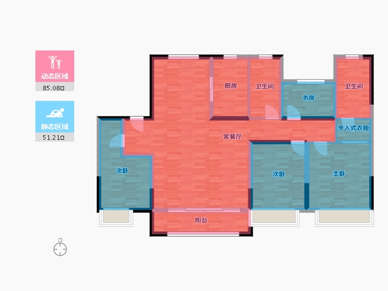 内蒙古自治区-呼和浩特市-祥生东方樾-122.16-户型库-动静分区