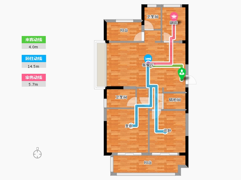 浙江省-宁波市-候潮府-92.00-户型库-动静线