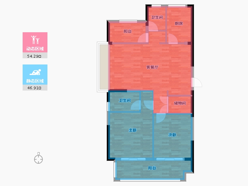 浙江省-宁波市-候潮府-92.00-户型库-动静分区