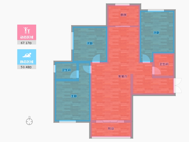 陕西省-商洛市-北新街-104.98-户型库-动静分区