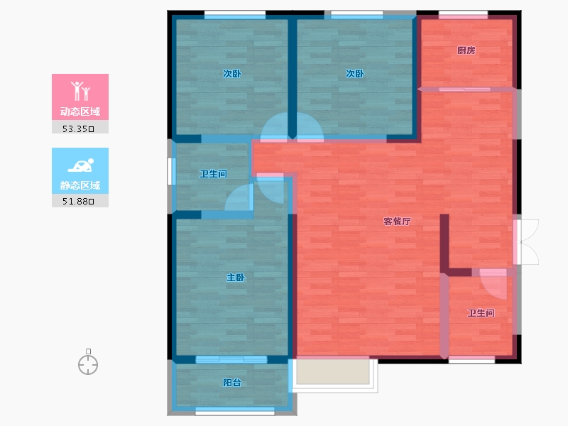 陕西省-渭南市-海燕天阙-93.87-户型库-动静分区