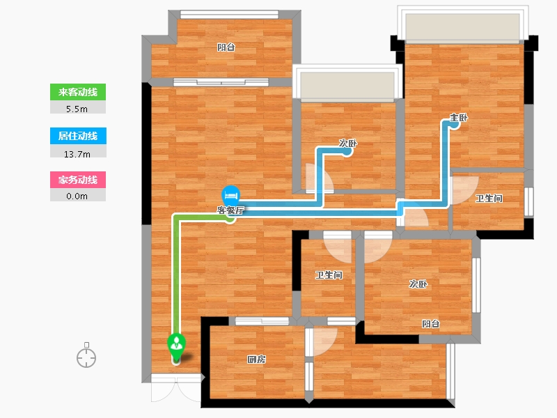 重庆-重庆市-花滩国际鎏金香榭-85.59-户型库-动静线