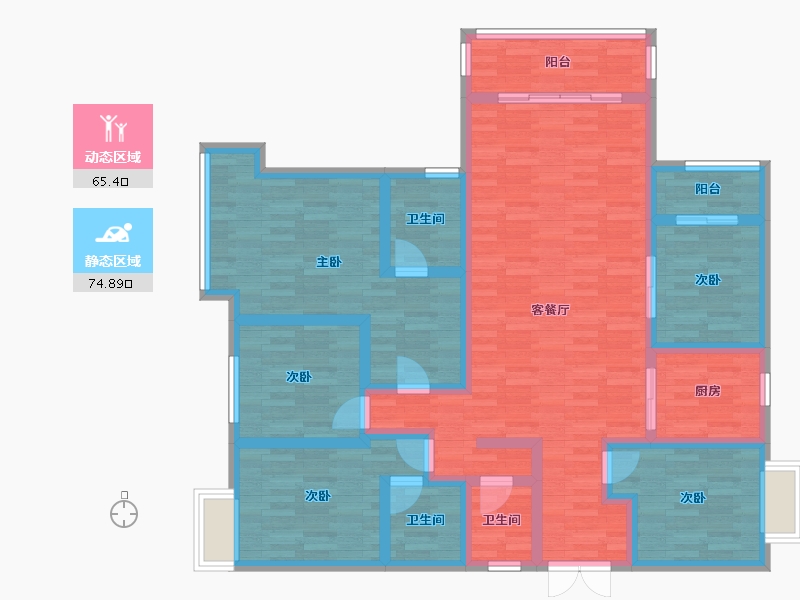 湖南省-长沙市-阳光城尚东湾-123.57-户型库-动静分区