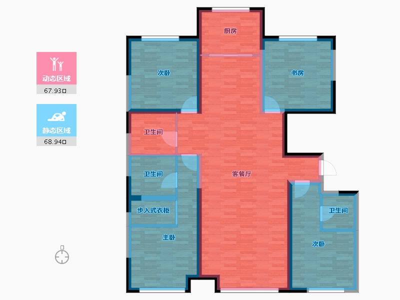 内蒙古自治区-包头市-御龙公馆-122.93-户型库-动静分区