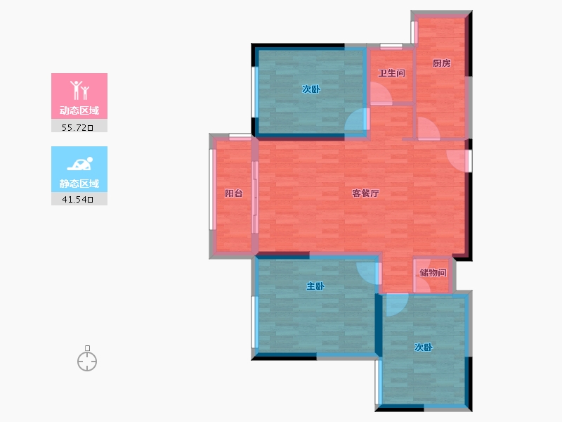 安徽省-芜湖市-书香华府-87.40-户型库-动静分区