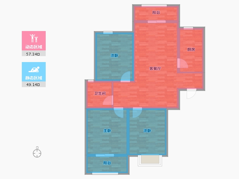 安徽省-蚌埠市-航华苑2-2203-95.00-户型库-动静分区