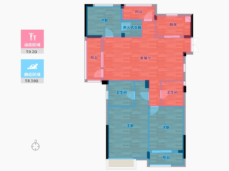 浙江省-杭州市-新天地金色时光-105.69-户型库-动静分区